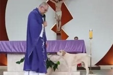 Entrato per caso in chiesa, adesso ascolta in silenzio il Vangelo: la storia di Caramelo